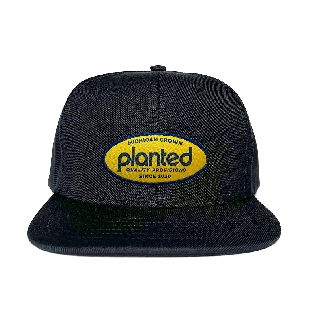 Snapback Hat - Black Oval Patch